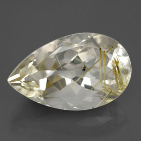 8.70克拉天然黄色金红石石英，梨形，17.8×10.9毫米，透明