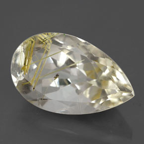 8.70克拉天然黄色金红石石英，梨形，17.8×10.9毫米，透明