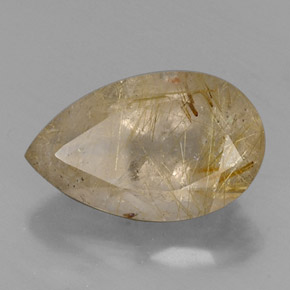 8.53克拉天然黄色金红石石英，梨形，17.9×11毫米，透明