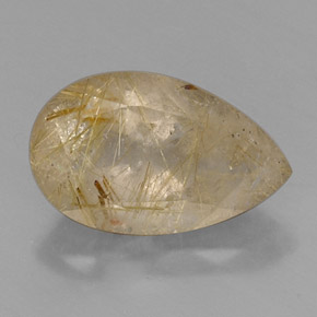 8.53克拉天然黄色金红石石英，梨形，17.9×11毫米，透明
