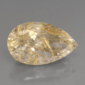 9.59克拉天然黄色金红石石英，透明，18×11毫米，透明/半透明