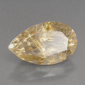 9.59克拉天然黄色金红石石英，透明，18×11毫米，透明/半透明