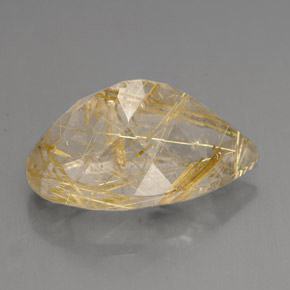 9.59克拉天然黄色金红石石英，透明，18×11毫米，透明/半透明