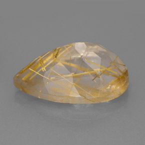 9.12克拉天然黄色金红石石英，透明，18×10.9毫米，透明/半透明