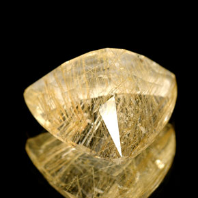 6.72克拉天然黄色金红石石英，透明，13.7×13.2毫米，透明/半透明