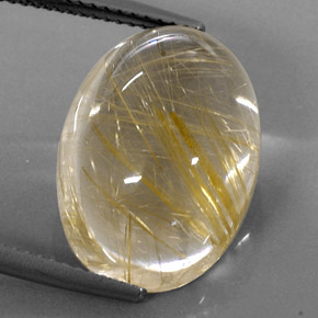 14.80克拉天然黄色金红石石英，椭圆形切割，18.2×13.3毫米，透明