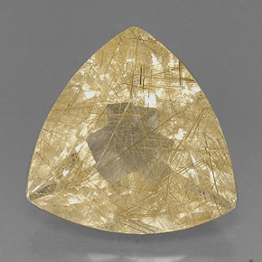 18.96克拉天然黄色金红石石英，透明，19×18.8毫米，透明/半透明