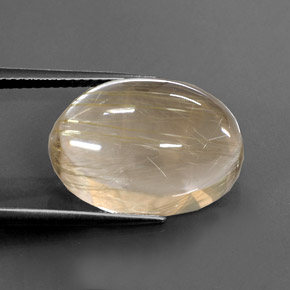 13.66克拉天然黄色金红石石英，椭圆形切割，18×13.3毫米，透明