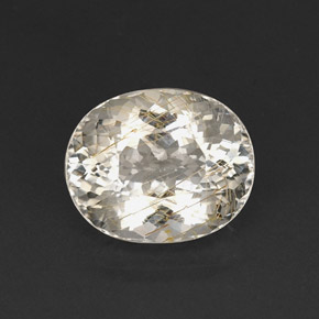 18.65克拉天然黄色金红石石英，椭圆形切割，17.3×14.2毫米，透明