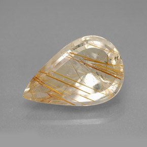 5.90克拉天然黄色金红石石英，梨形，15.8×10.3毫米，透明