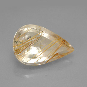 5.90克拉天然黄色金红石石英，梨形，15.8×10.3毫米，透明