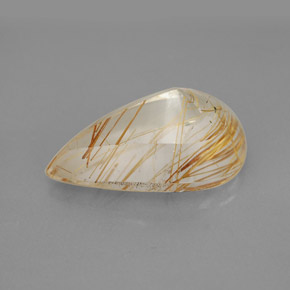 5.90克拉天然黄色金红石石英，梨形，15.8×10.3毫米，透明