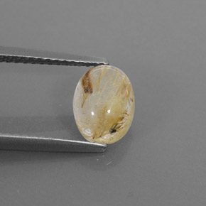 1.65克拉天然黄色金红石石英，透明，8.3×6.3毫米，透明/半透明