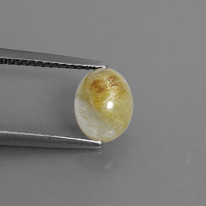 1.46克拉天然黄色金红石石英，透明，7.8×6.2毫米，透明/半透明