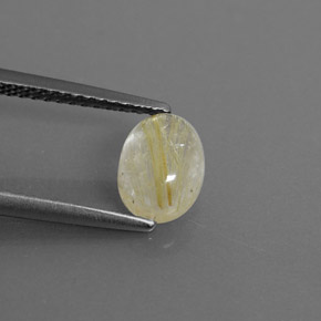 1.40克拉天然黄色金红石石英，透明，7.8×5.8毫米，透明/半透明