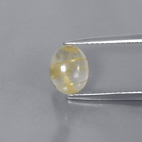 1.51克拉天然黄色金红石石英，椭圆形切割，8.2×6.5毫米，透明