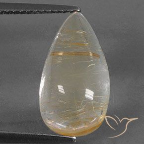6.65克拉天然金红石石英，梨形，透明