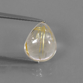 4.61克拉天然黄色金红石石英，梨形，11.8×9.6毫米，透明