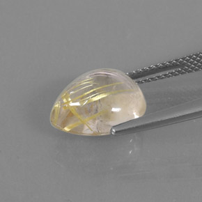 4.61克拉天然黄色金红石石英，梨形，11.8×9.6毫米，透明