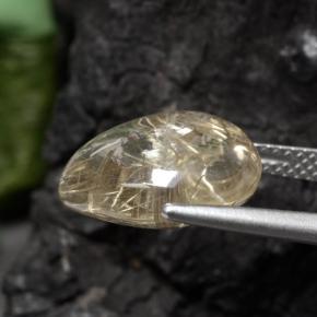 6.56克拉天然黄色金红石石英，梨形，13.6×11.2毫米，透明