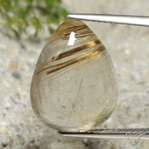 10.69ct 天然 淡黄色 金红石石英, 梨形, 透明