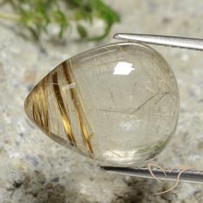 10.69克拉天然金红石石英，梨形，透明