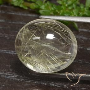 11.77克拉天然金色金红石石英，椭圆形切割，15.4×13.3毫米，透明