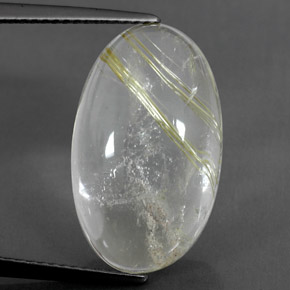 12.47克拉天然黄色金红石石英，椭圆形切割，19.9×12毫米，透明
