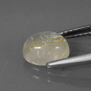 1.49克拉天然黄色金红石石英，透明，7.9×6.1毫米，透明/半透明