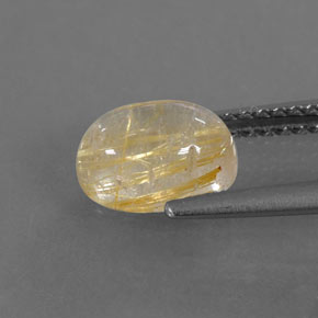 1.63克拉天然黄色金红石石英，透明，8.2×6.1毫米，透明/半透明