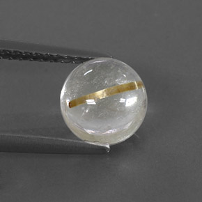 1.75克拉天然黄色金红石石英，圆形切割，7.04毫米，透明
