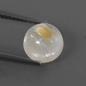 2.63克拉天然黄色金红石石英，圆形切割，8.12毫米，透明