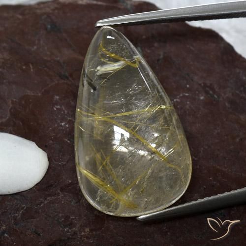 20.18ct 天然 非常浅的金棕色 金红石石英, 梨形, 透明