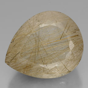 60.42克拉天然黄金色金红石石英，梨形，28.5×23.5毫米，透明