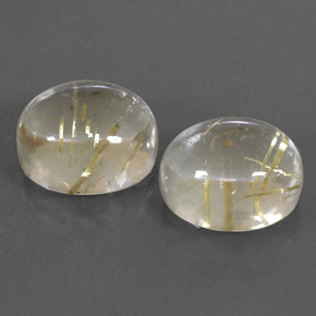 天然黄色金红石石英，椭圆形切割，12.3×10.2毫米，透明