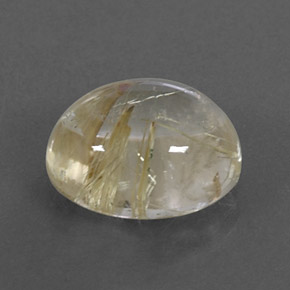 4.89克拉天然黄色金红石石英，椭圆形切割，11.9×9.8毫米，透明