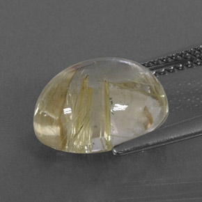 4.89克拉天然黄色金红石石英，椭圆形切割，11.9×9.8毫米，透明