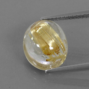 4.46克拉天然黄色金红石石英，椭圆形切割，11.9×9.7毫米，透明