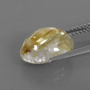 4.46克拉天然黄色金红石石英，椭圆形切割，11.9×9.7毫米，透明
