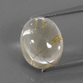7.12克拉天然黄色金红石石英，椭圆形切割，12.3×10毫米，透明