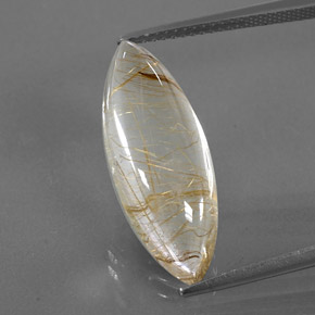 10.87克拉天然黄色金红石石英，马眼形，23.3×8.8毫米，透明