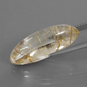 10.87克拉天然黄色金红石石英，马眼形，23.3×8.8毫米，透明
