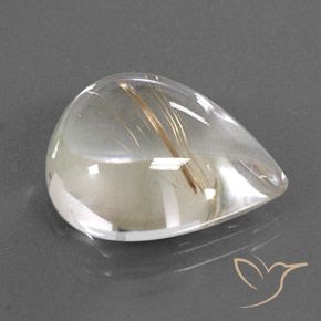 15.33克拉天然金红石石英，梨形，透明