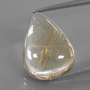15.54克拉天然黄色金红石石英，梨形，19.9×14.9毫米，透明