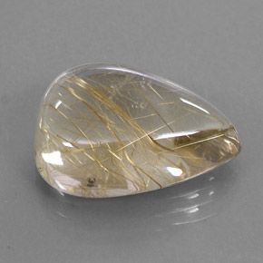 15.54克拉天然黄色金红石石英，梨形，19.9×14.9毫米，透明