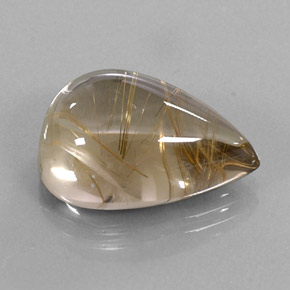 18.76克拉天然黄色金红石石英，梨形，21.2×15.5毫米，透明