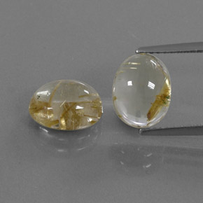 天然黄金色金红石石英，椭圆形切割，9.8×7.9毫米，透明