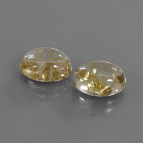 天然黄金色金红石石英，椭圆形切割，9.8×7.9毫米，透明