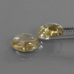 天然黄金色金红石石英，椭圆形切割，9.8×7.9毫米，透明