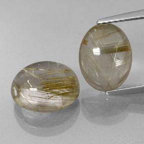 天然黄金色金红石石英，椭圆形切割，9.8×7.9毫米，透明